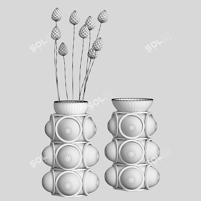 Artistic Glass Vase with Metallic Accents 3D model image 4