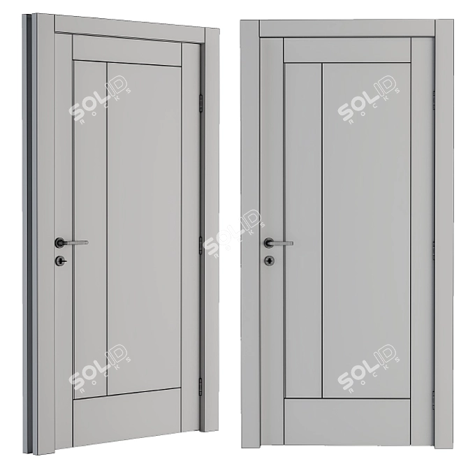 Sleek Wooden Entry Door 3D model image 3