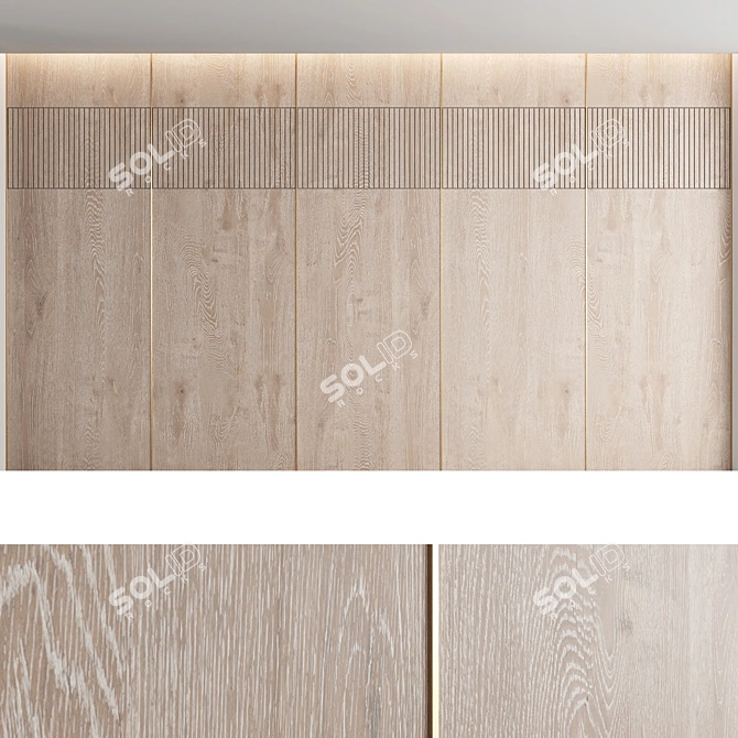 Decorative Wood Wall Panel Set 3D model image 3