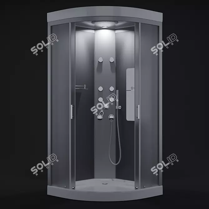 Modern Corner Shower Stall 3D model image 1