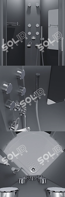 Modern Corner Shower Stall 3D model image 2