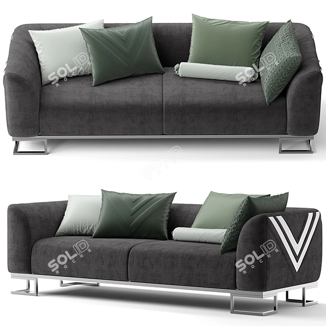 Sleek Contemporary Sofa 3D model image 2