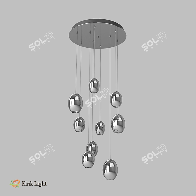 Glistening Chrome Pendant Lamp 3D model image 1