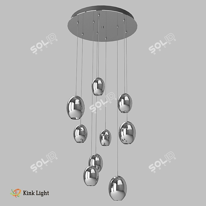 Glistening Chrome Pendant Lamp 3D model image 2