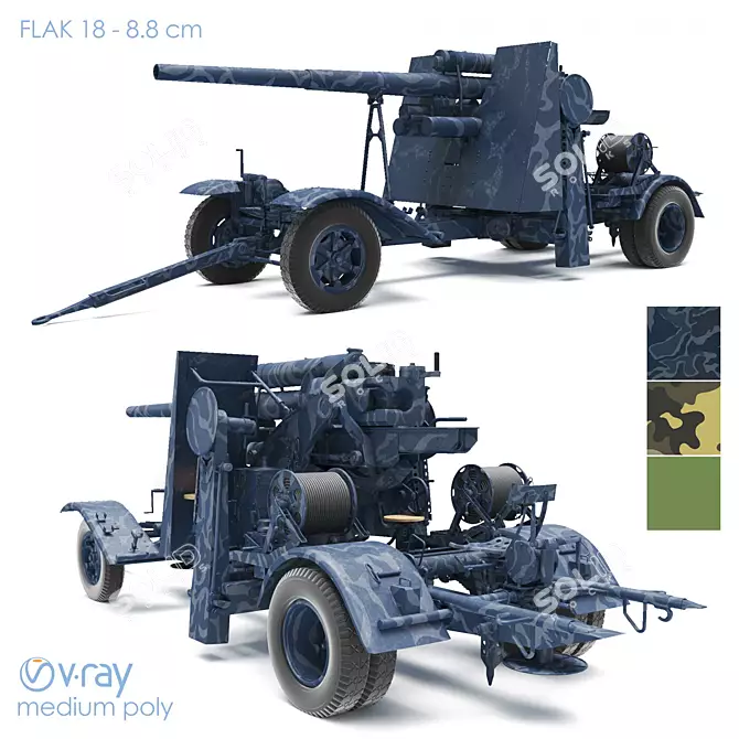 Victory's Defender: WW2 Anti-Aircraft Gun 3D model image 1