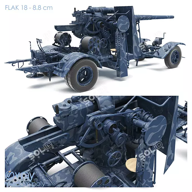 Victory's Defender: WW2 Anti-Aircraft Gun 3D model image 2