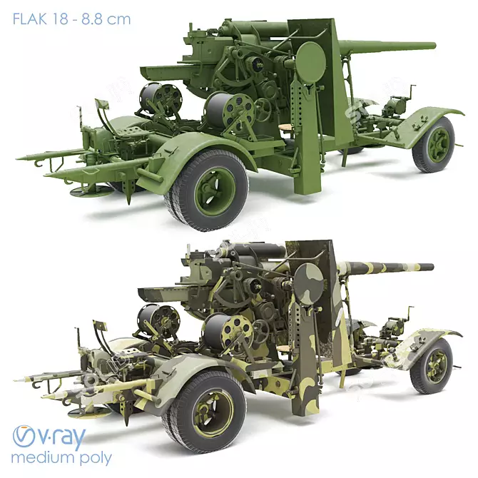 Victory's Defender: WW2 Anti-Aircraft Gun 3D model image 3