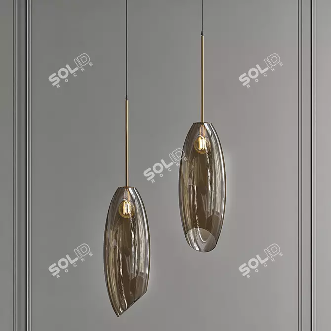 Elegant Rosy Gold Glass Pendant Light 3D model image 1