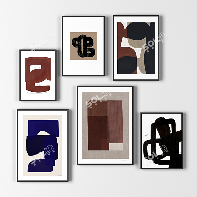 6-Piece Frame Collection: Various Sizes & Textures 3D model image 1