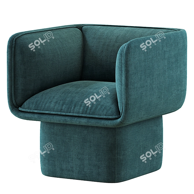 Sleek Block Armchair by Missana 3D model image 3