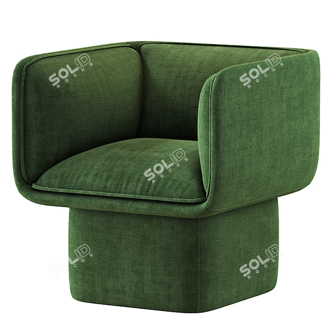 Sleek Block Armchair by Missana 3D model image 4