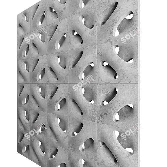 Concrete Modular Decorative Partition 3D model image 3