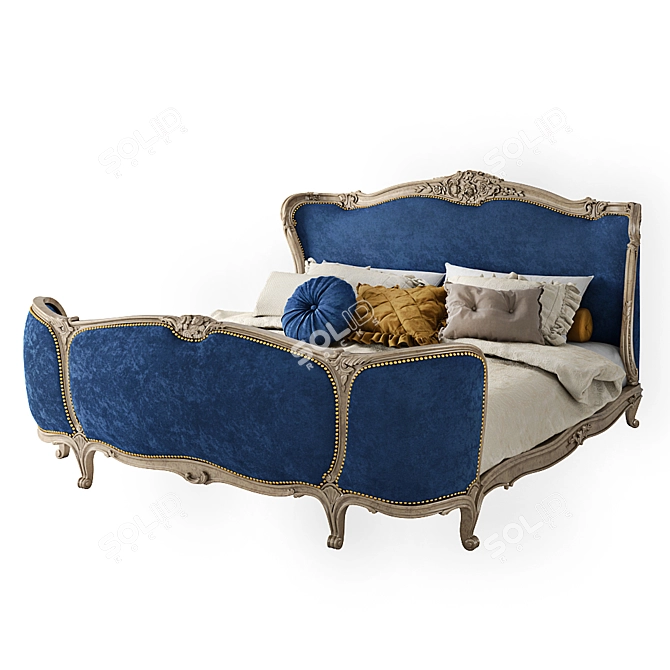 Elegant French King Bed 3D model image 1