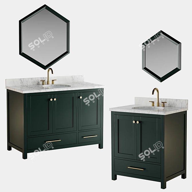 Luxury Mahogany Vanity - Elegant and Space-saving 3D model image 1