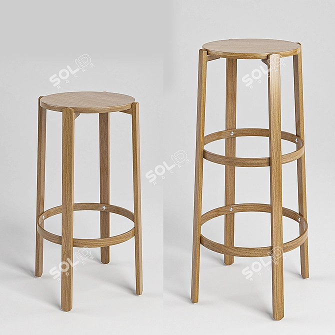 Elegant Adjustable Bar Chair 3D model image 1