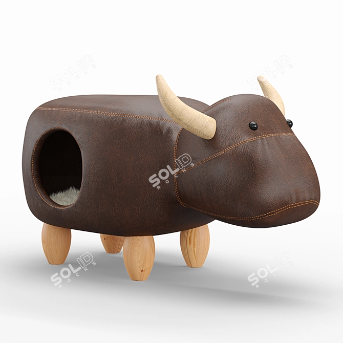 Cozy Pet Retreat: 2-in-1 Pouf House 3D model image 1