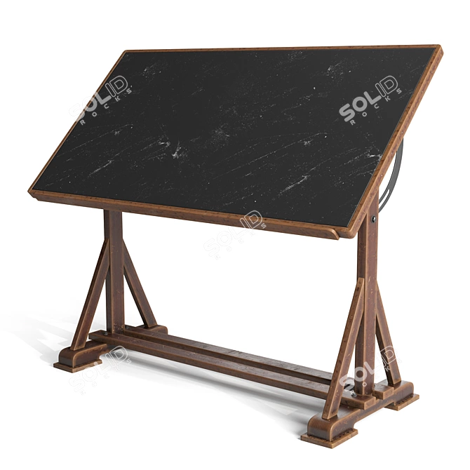 Versatile Drafting Table with Blackboard Surface 3D model image 5