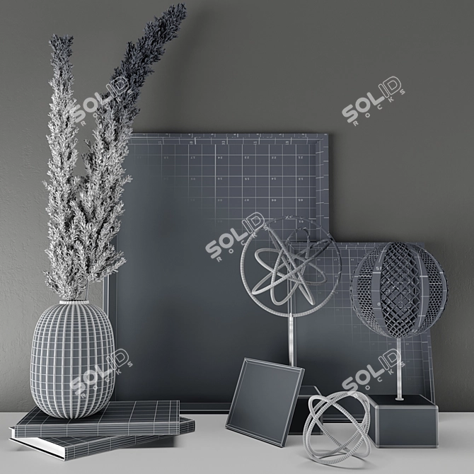 Elegant Dried Plant Decor Set 3D model image 4