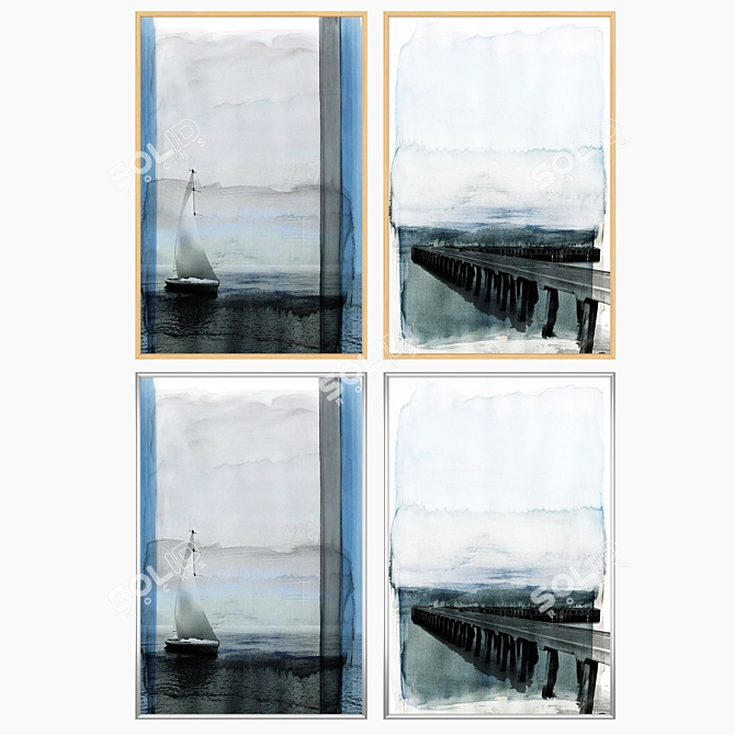 Wall Art Set 884 | 2 Paintings, 4 Frame Options 3D model image 3