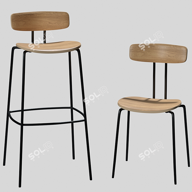 Modern Style: ZEITRAUM OKITO Plywood Chairs 3D model image 1