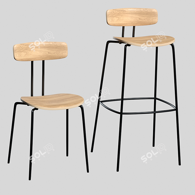 Modern Style: ZEITRAUM OKITO Plywood Chairs 3D model image 5