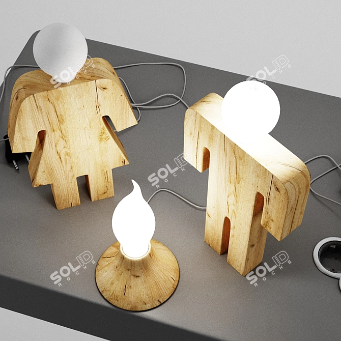 Modern Fire Lamp with Built-in Outlet 3D model image 2