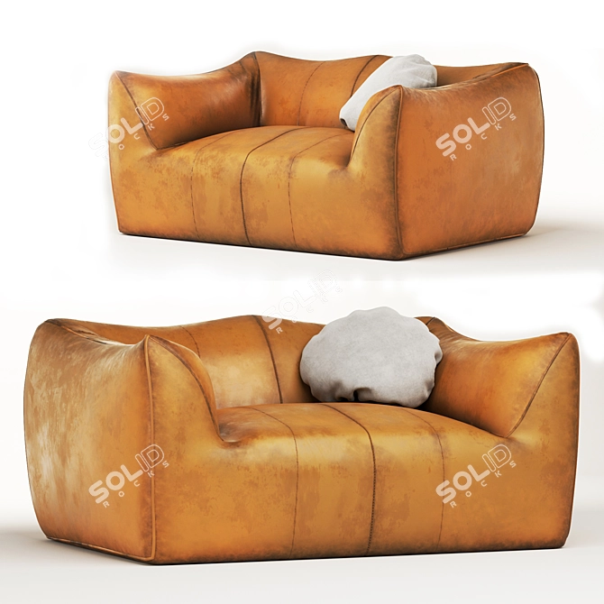 Luxury Leather Sofa 3D model image 1