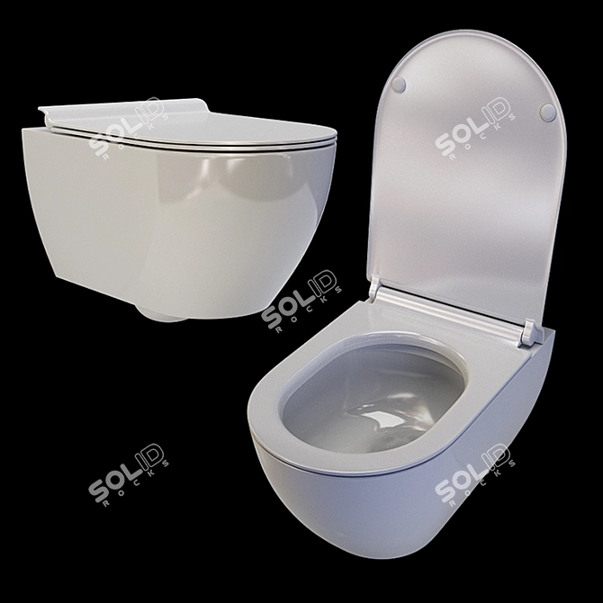 Elevate your bathroom with GSI Pura Wall Hung Toilet 3D model image 1