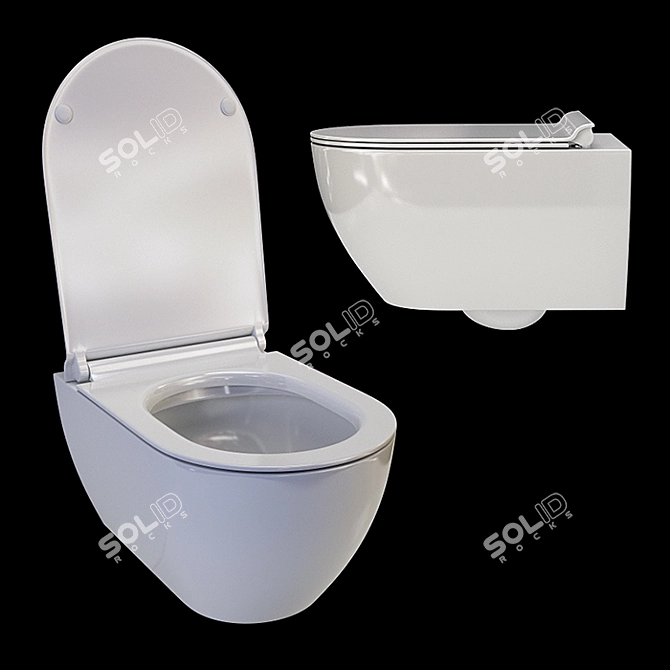 Elevate your bathroom with GSI Pura Wall Hung Toilet 3D model image 2