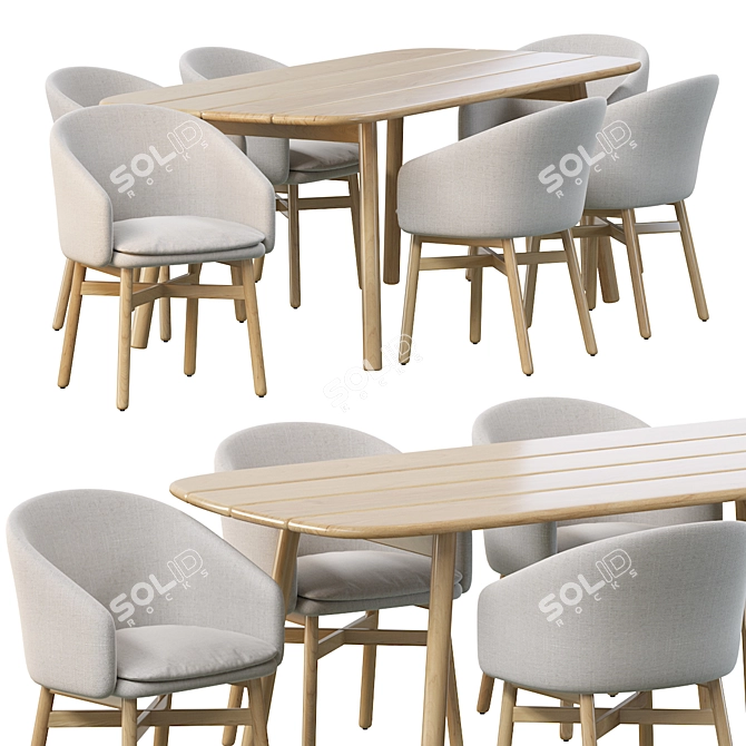 Mbrace Teak Dining Set 3D model image 2