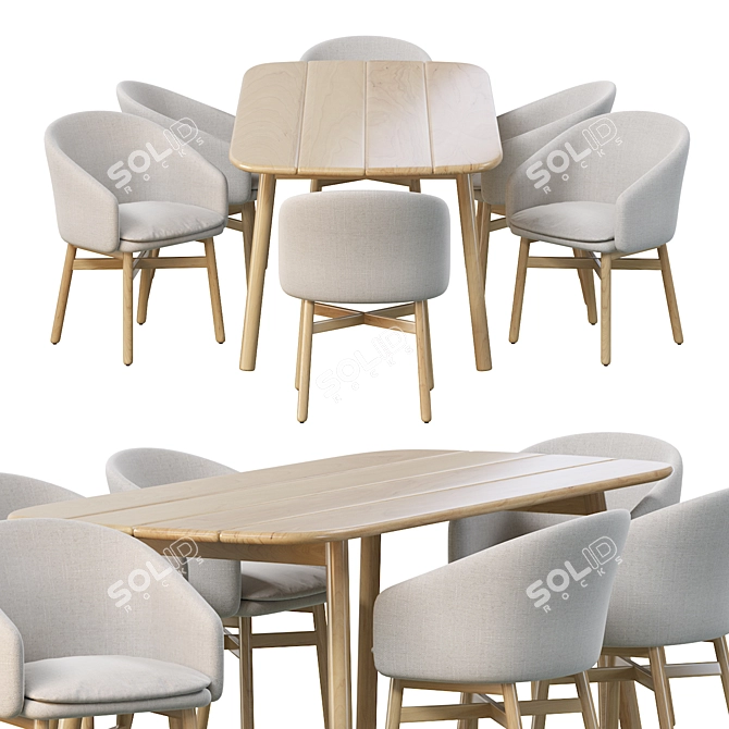 Mbrace Teak Dining Set 3D model image 3