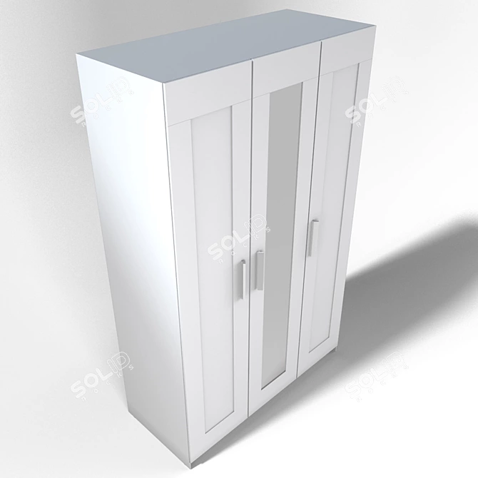 Brimnes Wardrobe: White 3-Door - Compact & Stylish 3D model image 3
