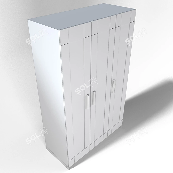 Brimnes Wardrobe: White 3-Door - Compact & Stylish 3D model image 4
