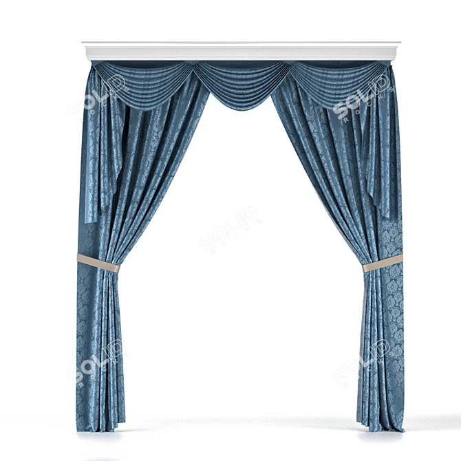 Elegant Drape Curtain 3D model image 1