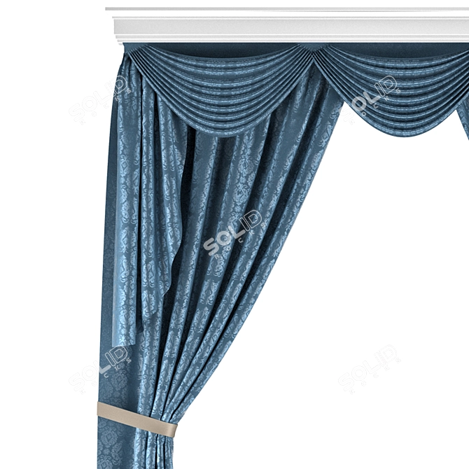 Elegant Drape Curtain 3D model image 3