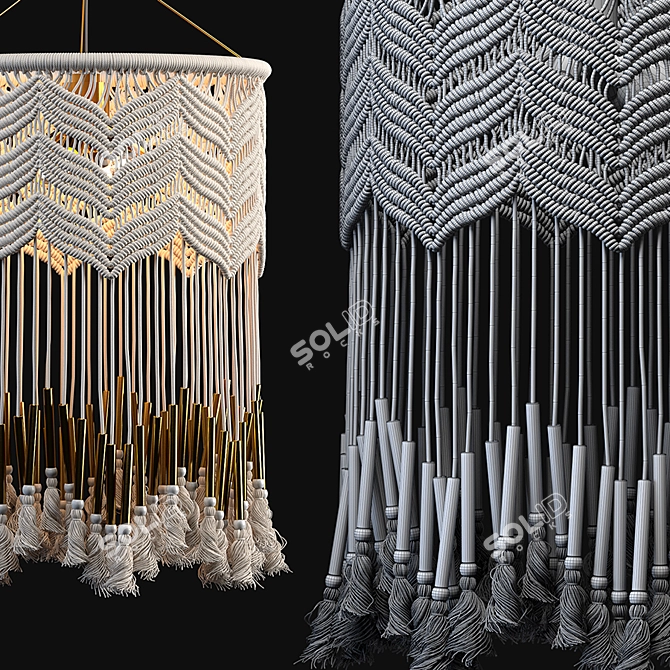 Handcrafted Macrame Pendant Lights 3D model image 2