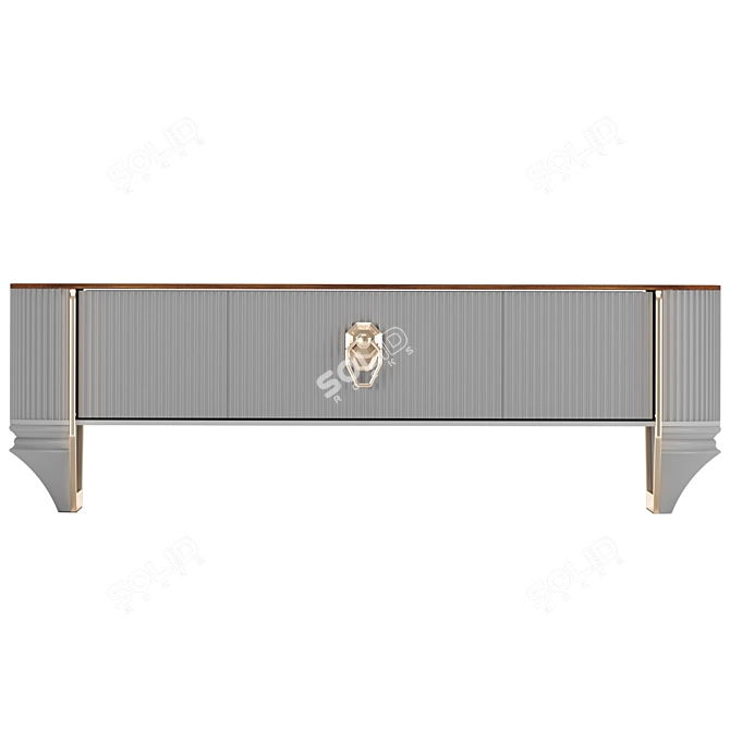 Contemporary Wood and Metal Coffee Table 3D model image 2