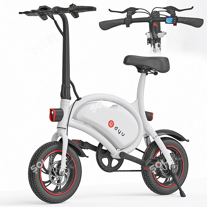 DYU D2 Plus: Foldable E-Bike with Smart Features 3D model image 6