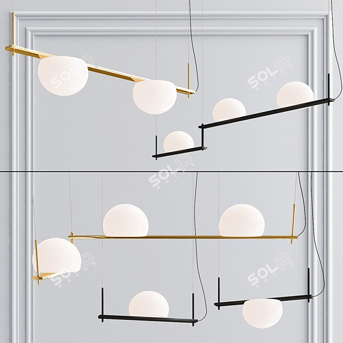 Sleek LED Glass Pendant Lamp 3D model image 1