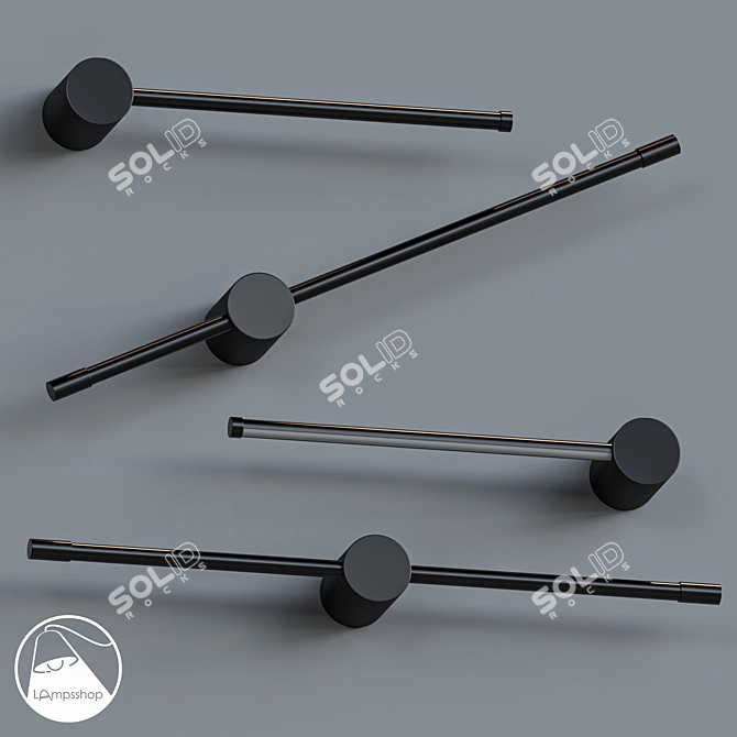 Modern Black Stick Wall Sconce 3D model image 3