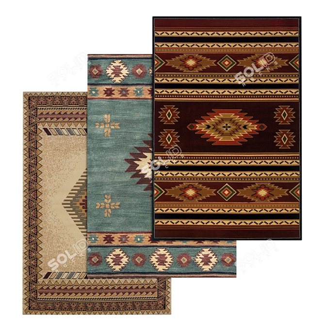 High-Quality Carpet Set - Variety of Textures 3D model image 1