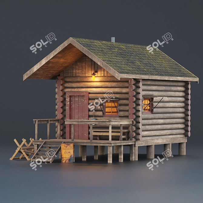 Alaska Mountain Retreat: Authentic PBR Textured House 3D model image 2