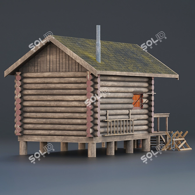 Alaska Mountain Retreat: Authentic PBR Textured House 3D model image 3