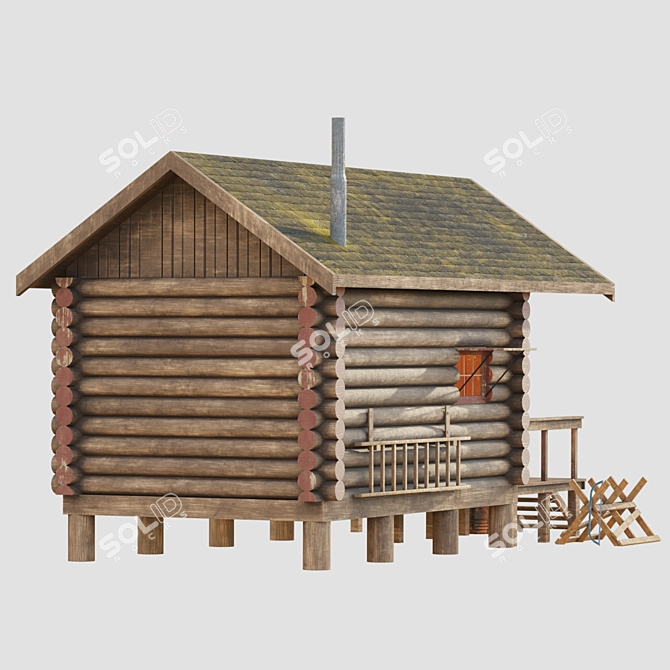 Alaska Mountain Retreat: Authentic PBR Textured House 3D model image 6