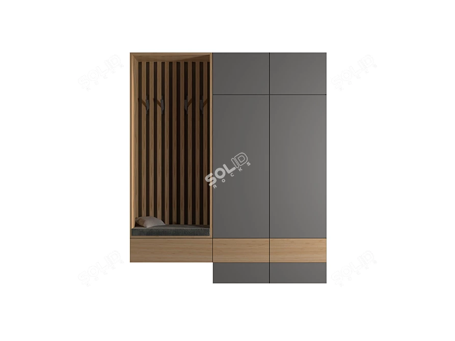 Stylish Entryway Wardrobe 3D model image 1