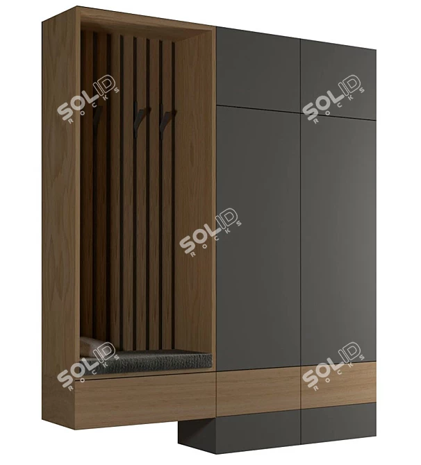 Stylish Entryway Wardrobe 3D model image 5