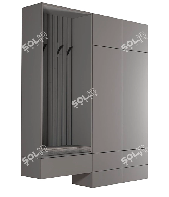 Stylish Entryway Wardrobe 3D model image 6