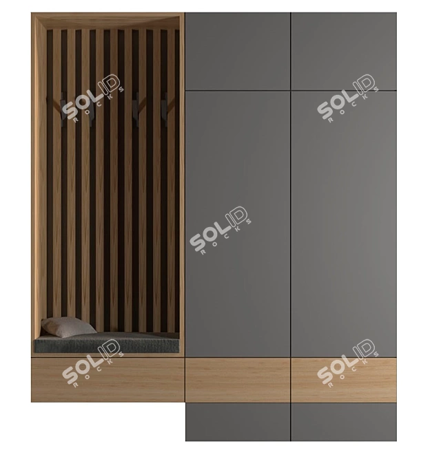 Stylish Entryway Wardrobe 3D model image 7