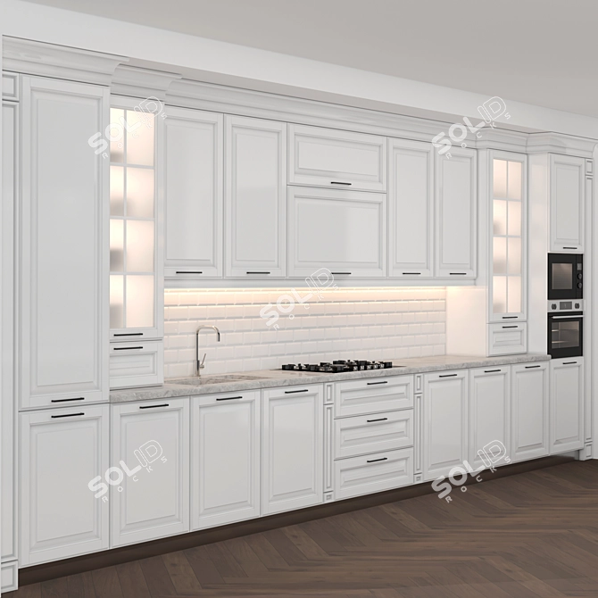 Modular Classic Kitchen: High-Quality Design 3D model image 2