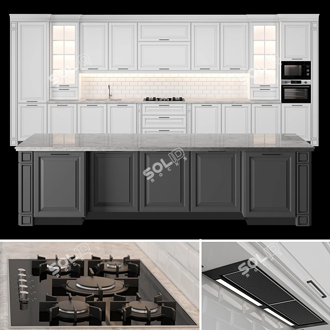 Modular Classic Kitchen: High-Quality Design 3D model image 25